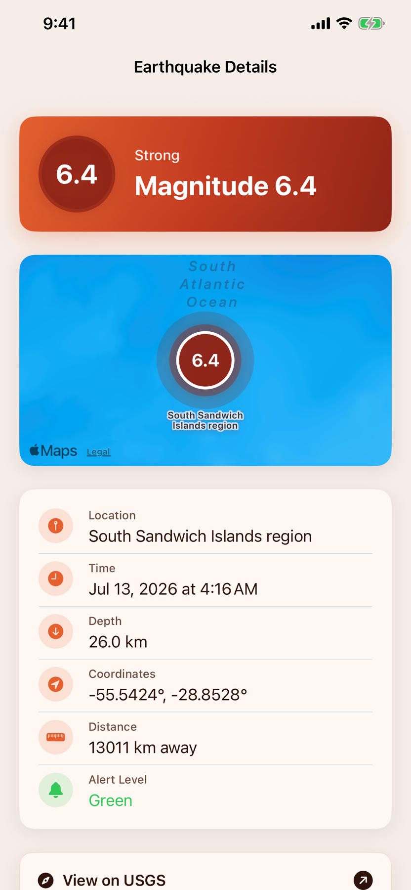 Terremoto earthquake details