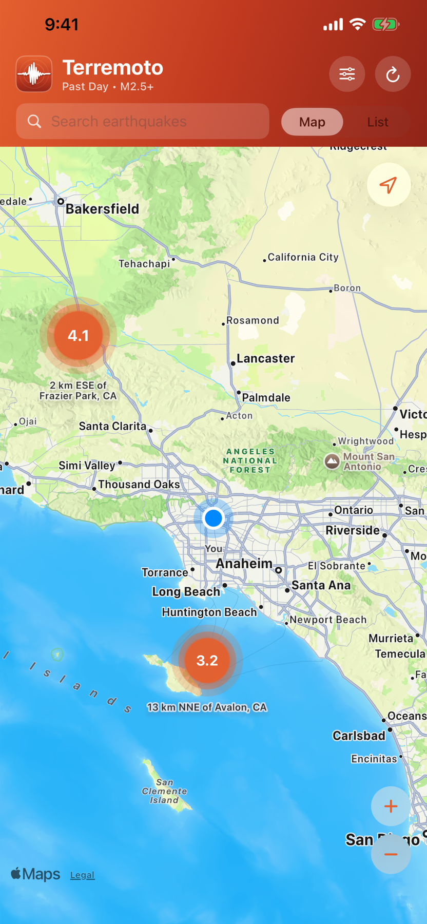 Terremoto earthquake map